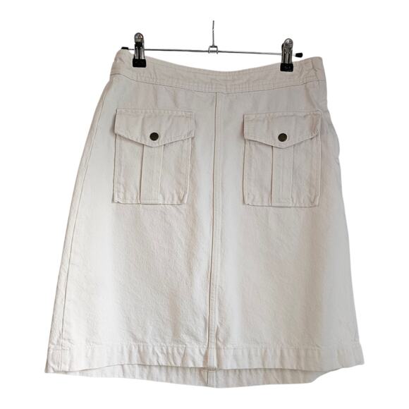 J CREW Denim Skirt Size 29 Off White Flap Front Pocket Side Zip - Picture 1 of 5